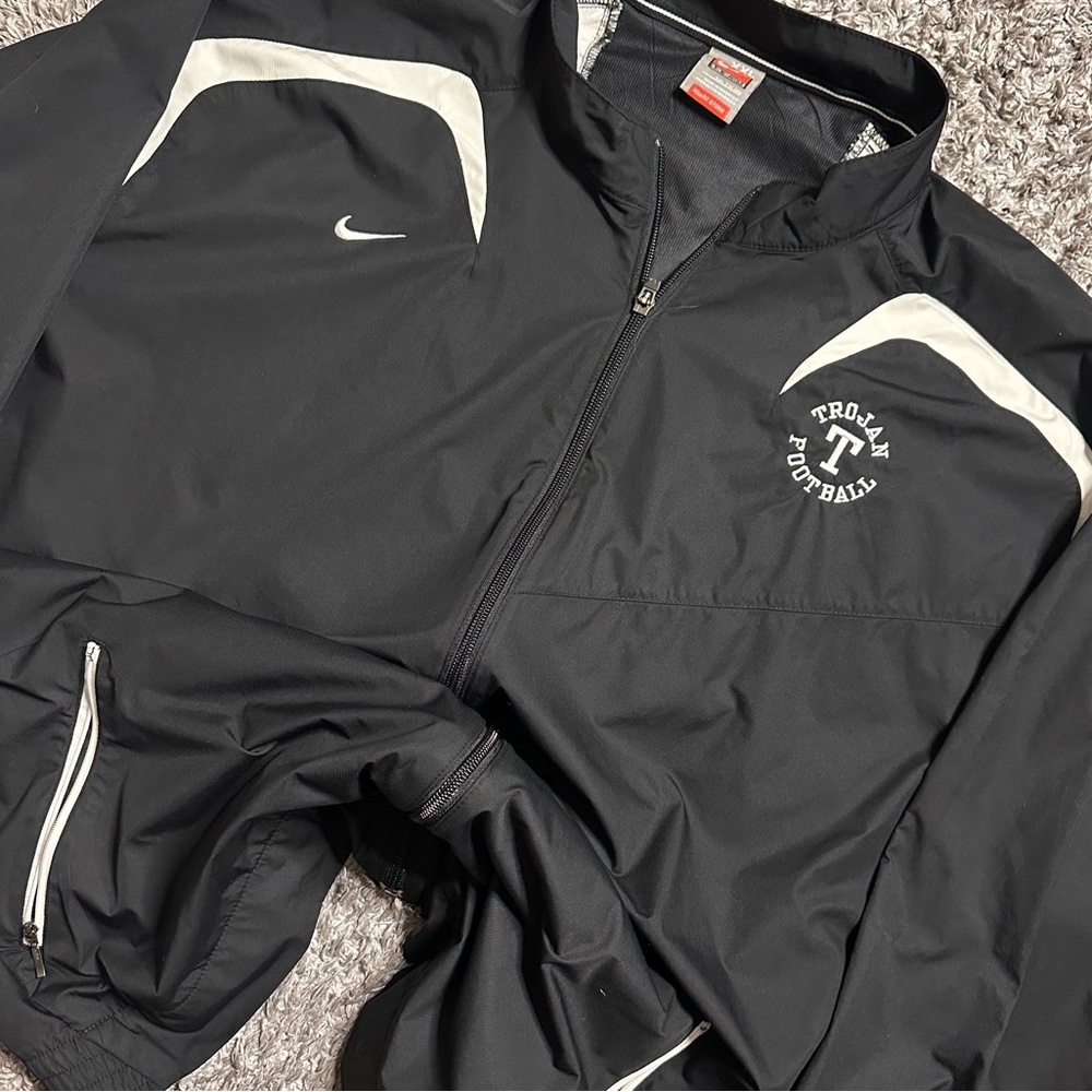Nike Black & White Trojan Football Windbreaker Jacket